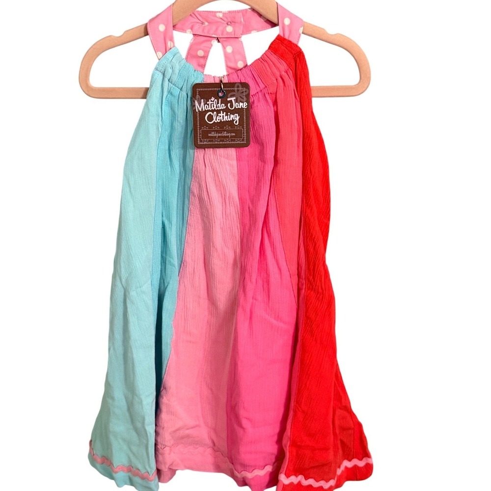 Matilda Jane Clothing Girls Rainbow‎ Striped Halter Dress Size 4